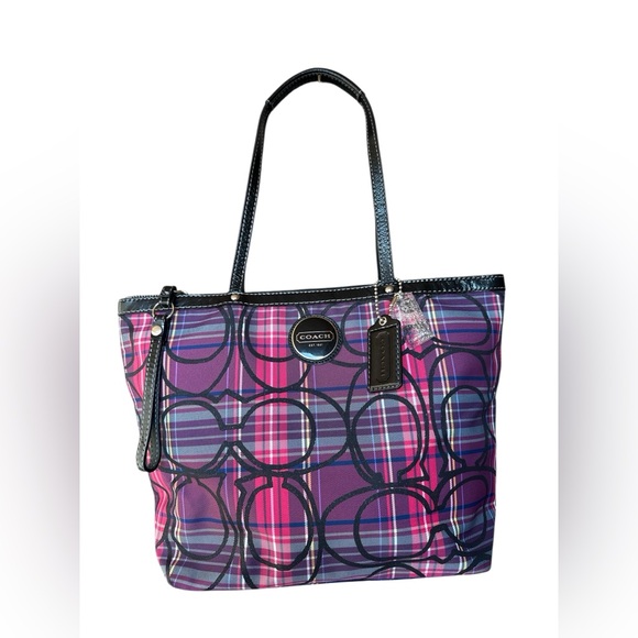 Coach Handbags - Coach Poppy Plaid Signature Tote Bag